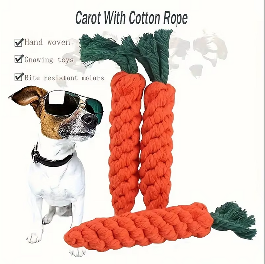 Carrot Chew Toy - Durable Cotton Rope for Healthy Dog Teeth