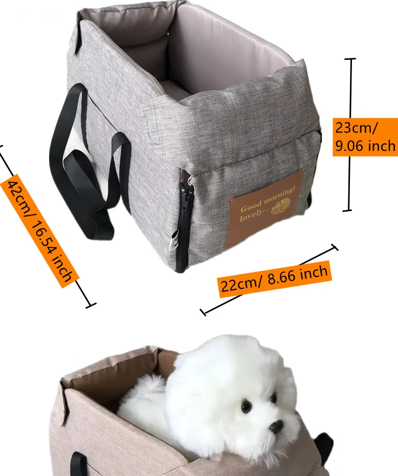 Deluxe Dog Car Seat - Portable Padded Car Seat with Safety Belt