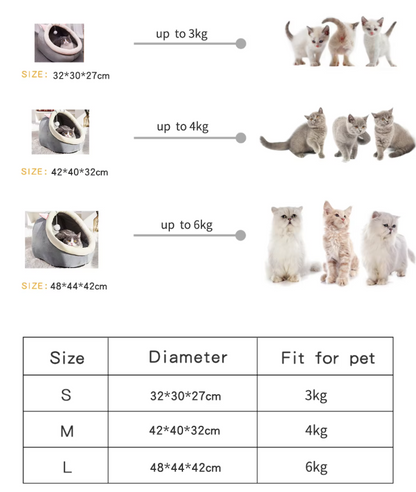 Cozy Cat Bed - Plush Igloo with Play Ball for Ears