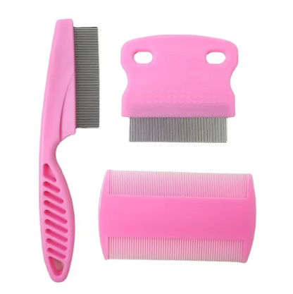 Flea Comb Set for Pets - Fine-Toothed Combs for Cats and Dogs