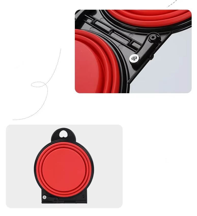 Foldable and Adjustable Double Bowl for Pets