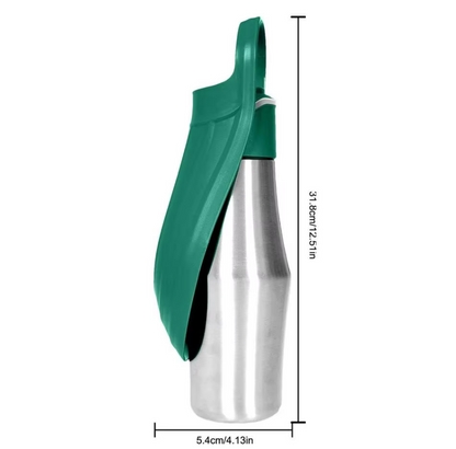 Stainless Steel Dog Water Bottle - Portable Water Dispenser with Collapsible Bowl