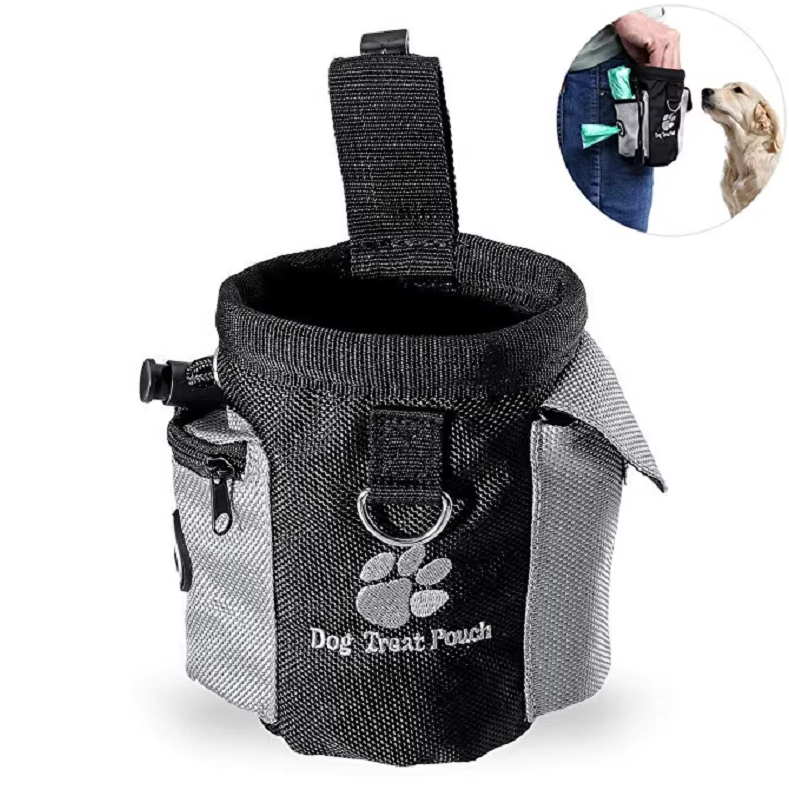 Dog Treat Bag with Poop Bag Dispenser – Practical and Portable Training Bag for Walks