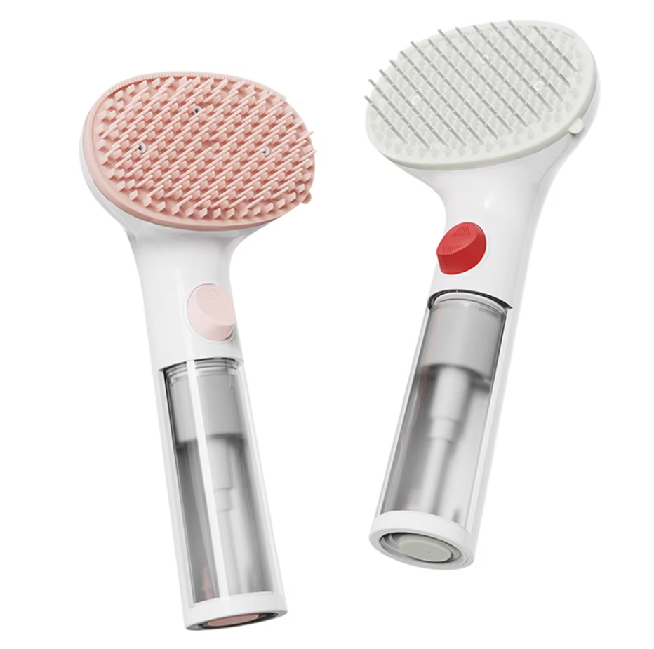 Dry Foam Brush for Pets with Built-In Cleaning Dispenser