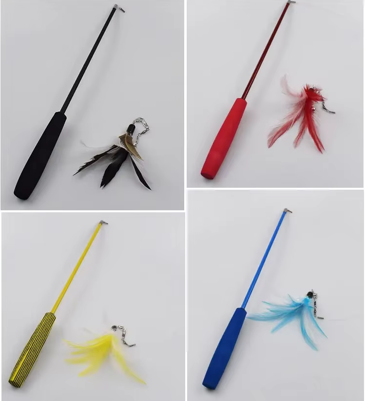 Telescopic Cat Fishing Rod with Feathers – Interactive Toys for Exciting Hunting Adventures