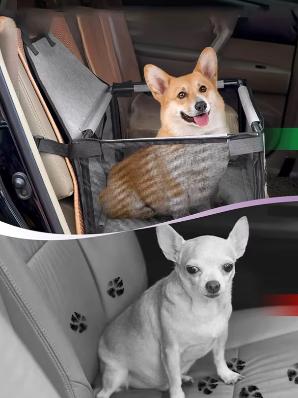 Foldable Car Seat for Dogs - Stable and Waterproof Dog Seat with Safety Belt