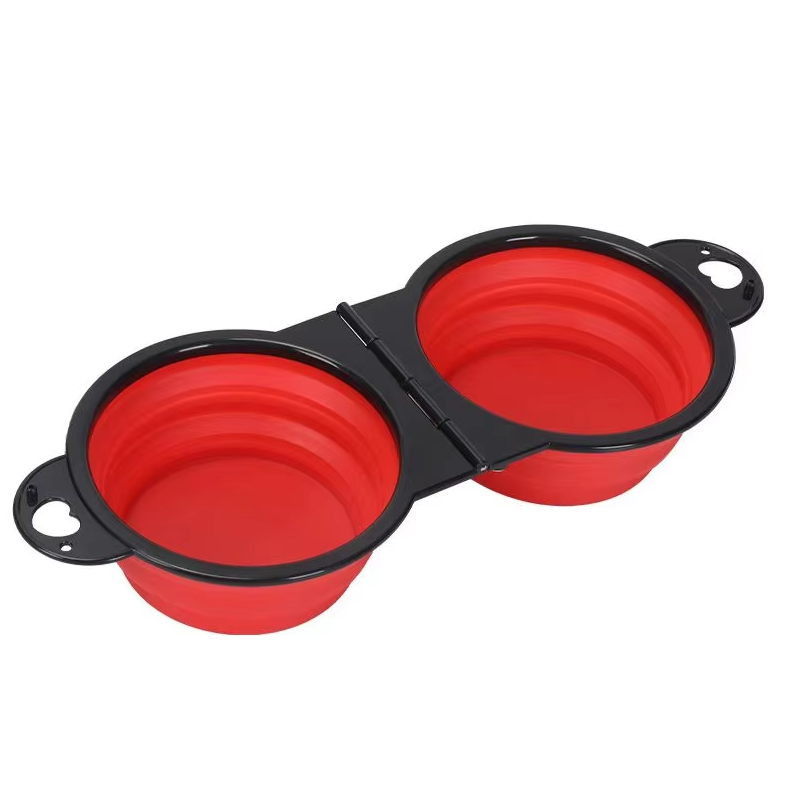 Foldable and Adjustable Double Bowl for Pets