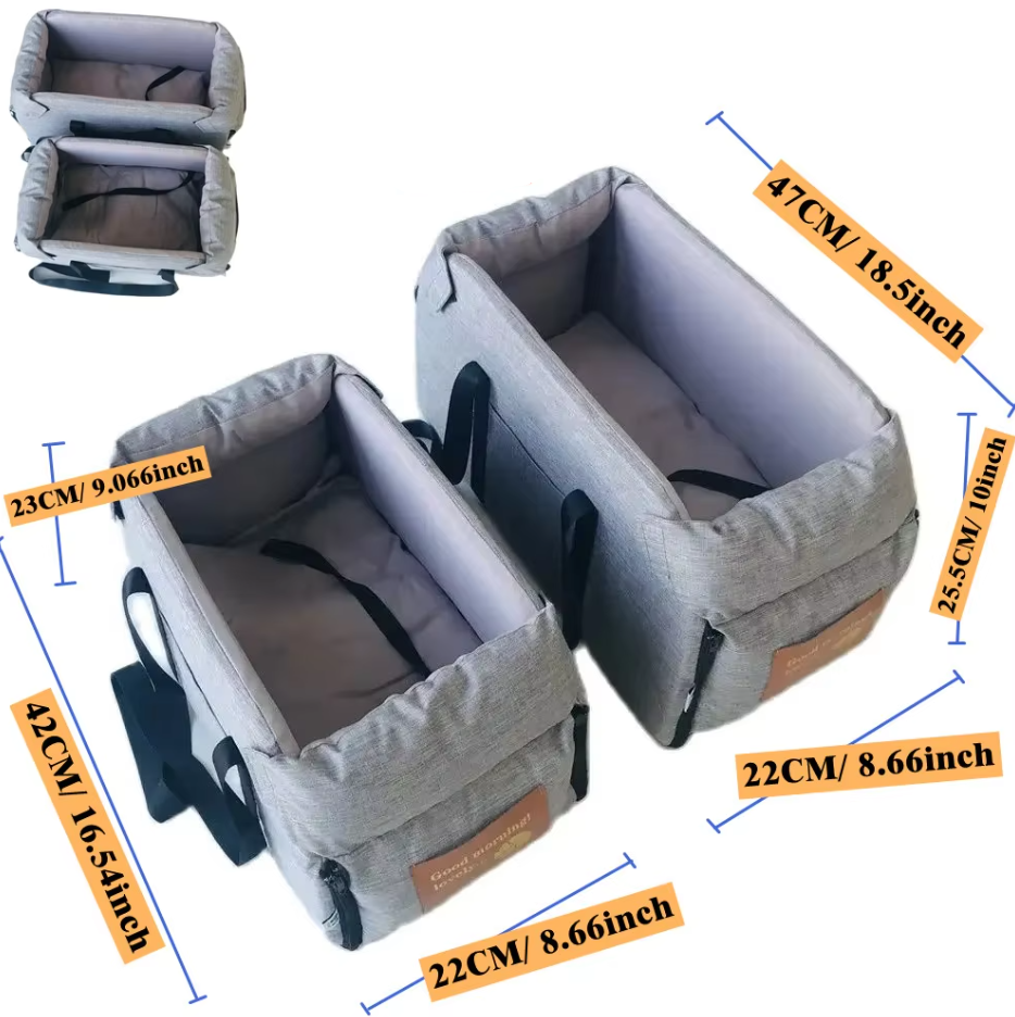 Deluxe Dog Car Seat - Portable Padded Car Seat with Safety Belt
