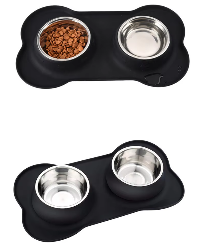 Dog Plate Set with Non-Slip Mat
