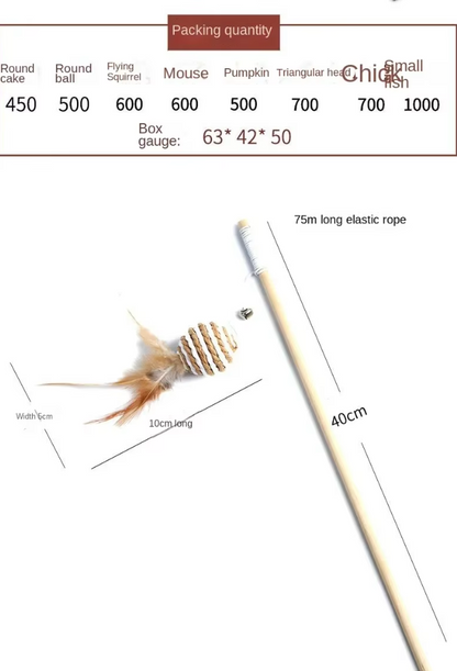 Interactive Cat Toys – Natural Toys with Feathers and Bells
