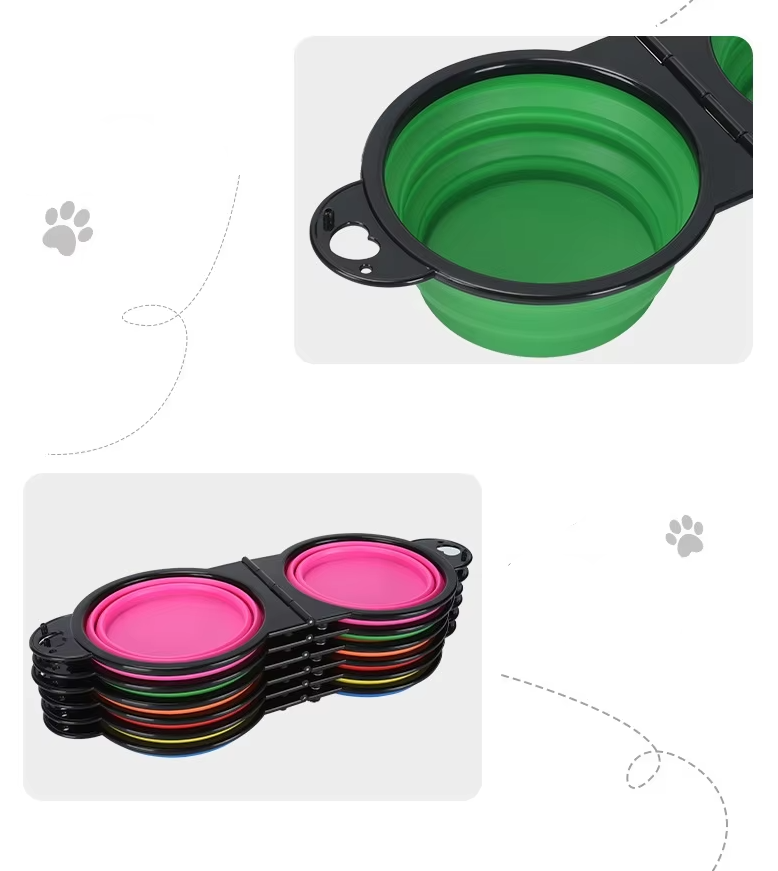 Foldable and Adjustable Double Bowl for Pets
