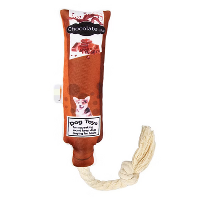 Fruit Jam Dog Toys – Squeaky Toy with Chew and Tug Rope