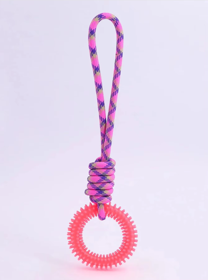 Durable Dog Toy with Teething Ring – Chew and Tug Rope Toy for Interactive Fun