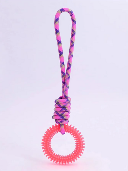 Durable Dog Toy with Teething Ring – Chew and Tug Rope Toy for Interactive Fun