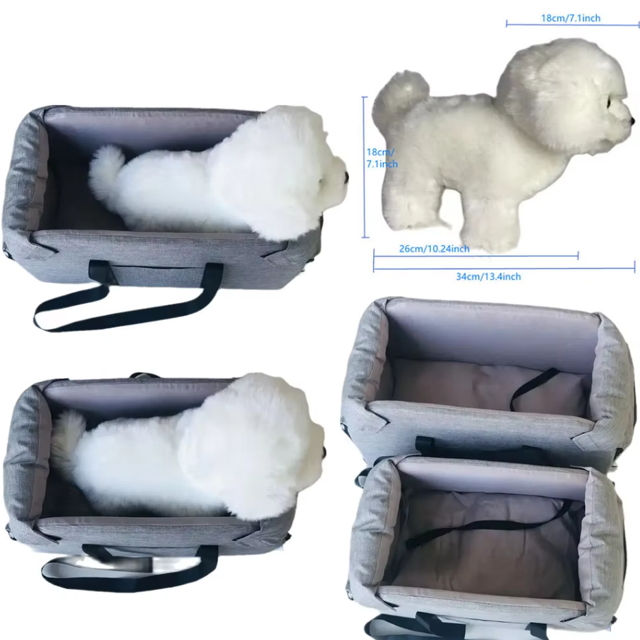 Deluxe Dog Car Seat - Portable Padded Car Seat with Safety Belt