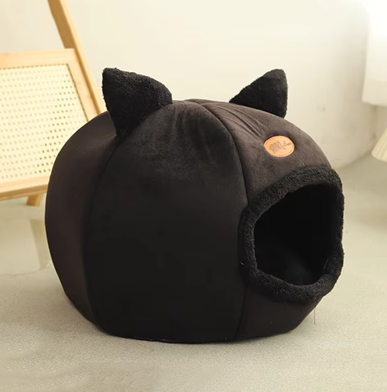 Cozy Cat-Shaped Pet Bed – Heated Cat House with Removable Cushion
