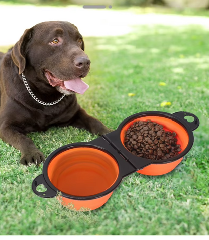 Foldable and Adjustable Double Bowl for Pets
