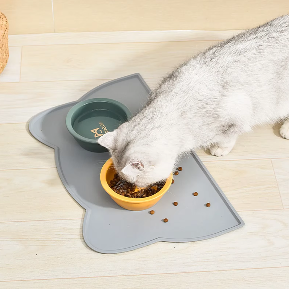 Cat Bowl Mat with Non-Slip Bottom