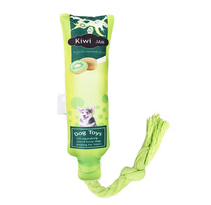 Fruit Jam Dog Toys – Squeaky Toy with Chew and Tug Rope