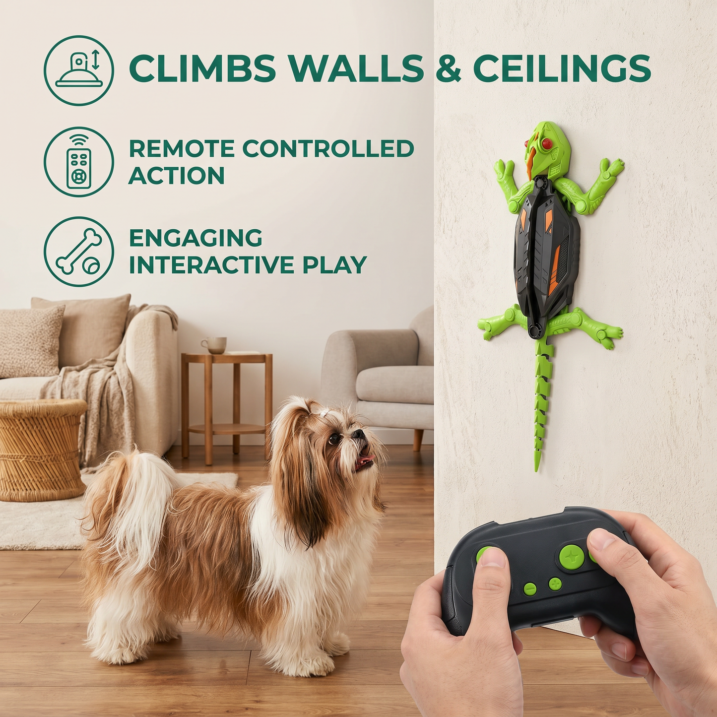 Remote Control Wall Climbing Lizard Toy for Dogs