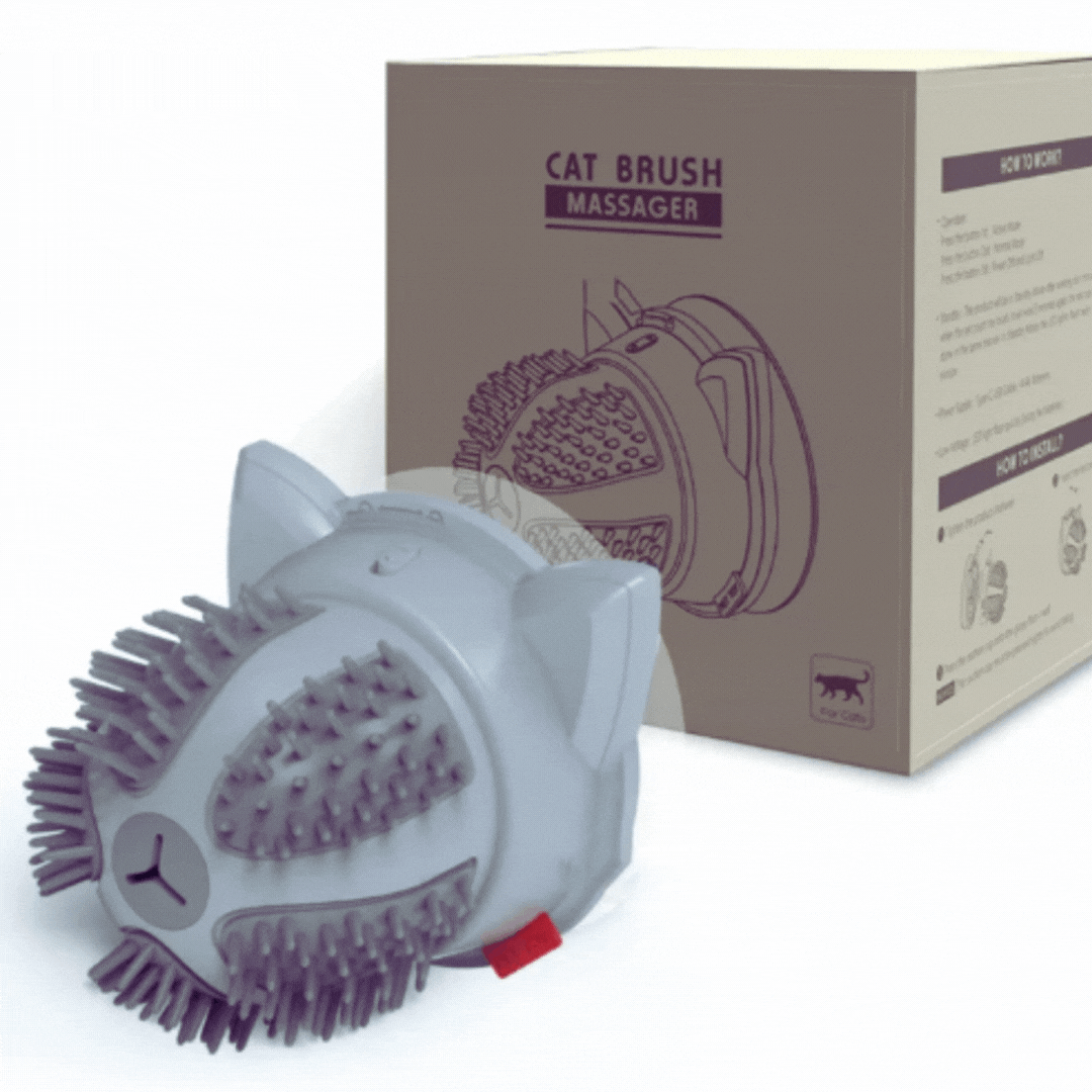 Self-Grooming Electric Cat Brush with Catnip Compartment and Dual Power Supply