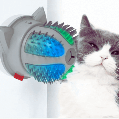 Self-Grooming Electric Cat Brush with Catnip Compartment and Dual Power Supply