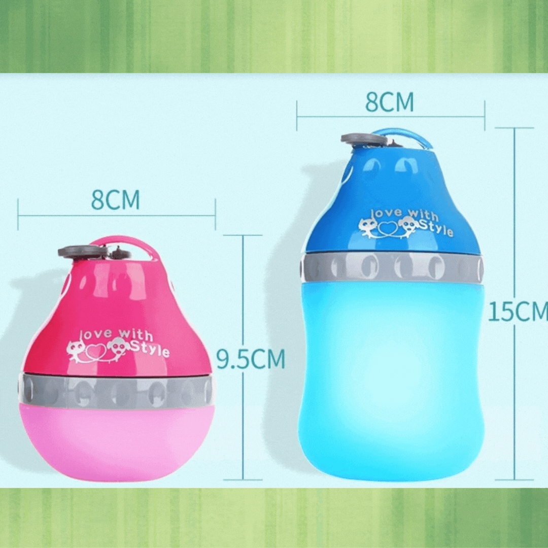 Portable Pet Water Bottle with Built-In Bowl and Carabiner