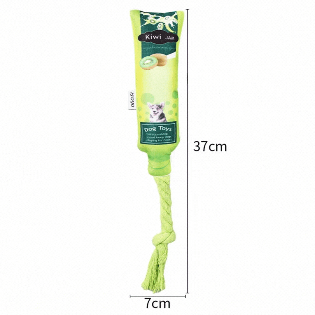 Fruit Jam Dog Toys – Squeaky Toy with Chew and Tug Rope