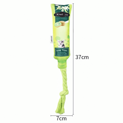 Fruit Jam Dog Toys – Squeaky Toy with Chew and Tug Rope