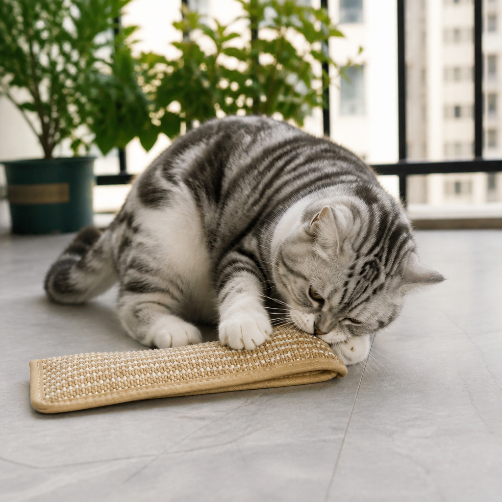 Natural Sisal Cat Kicker & Scratcher with Catnip – Dental Chew Toy