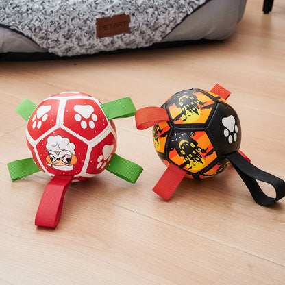 Interactive Ball Dog Toy – with Nylon Rope and Handles