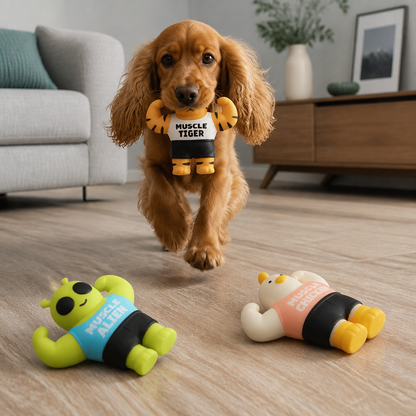 Durable Squeaky Muscle Buddy Dog Toy