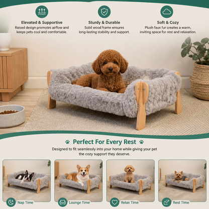 Luxury Elevated Solid Wood Dog Couch Bed