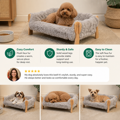 Luxury Elevated Solid Wood Dog Couch Bed