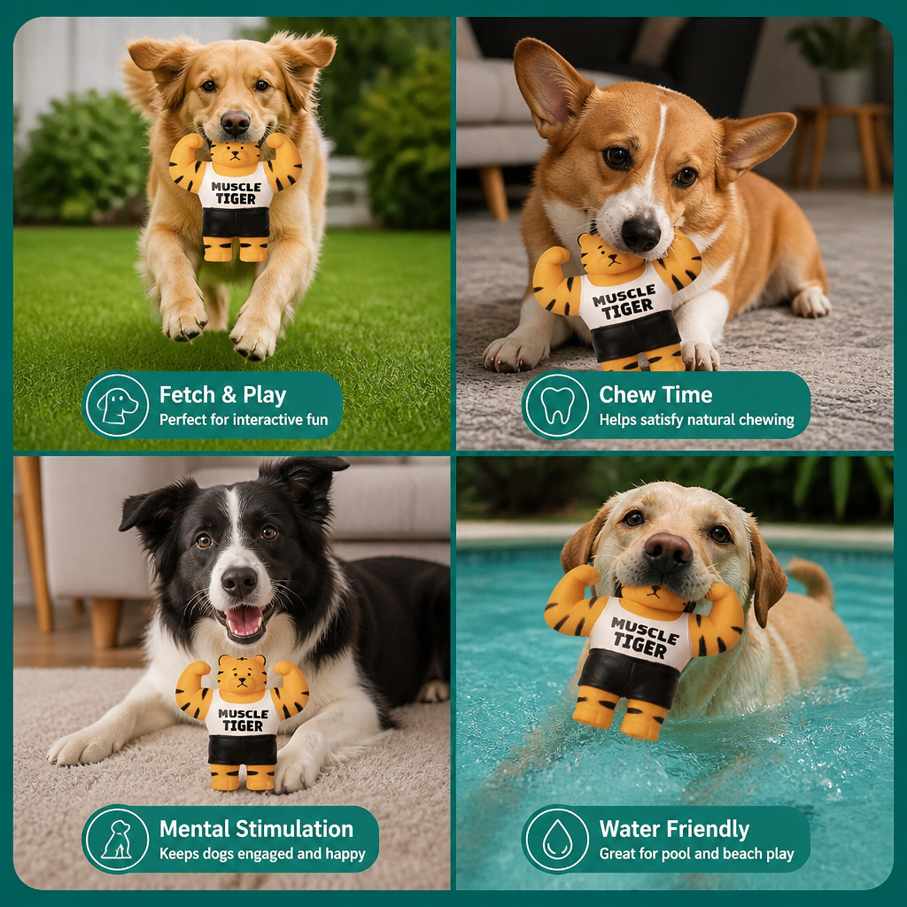 Durable Squeaky Muscle Buddy Dog Toy