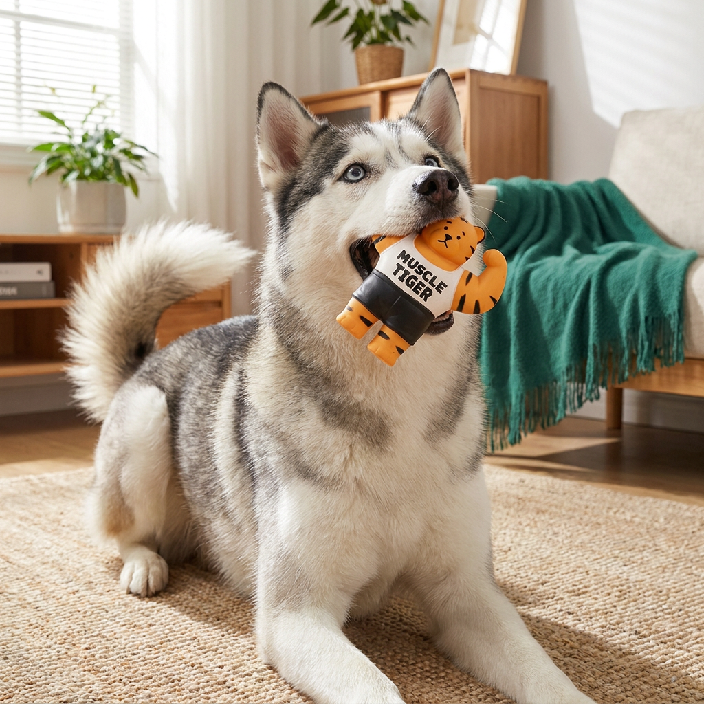 Durable Squeaky Muscle Buddy Dog Toy