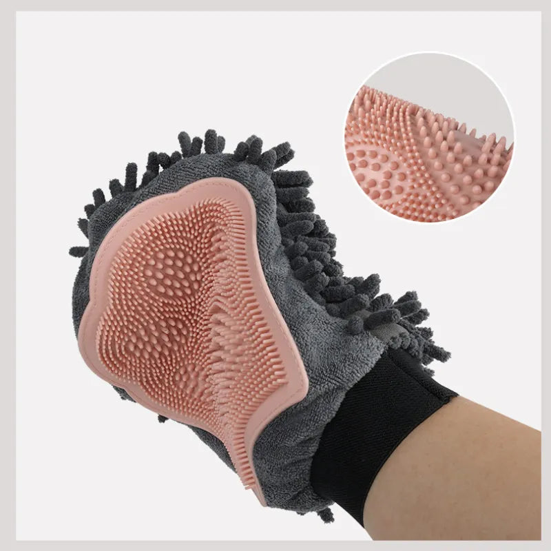 2-in-1 Grooming Glove with Microfibre and Silicone – Gentle Massage and Effective Hair Removal for Dogs and Cats