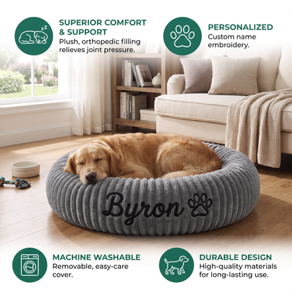 Personalized Round Fluffy Dog Bed