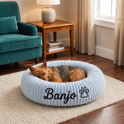 Personalized Round Fluffy Dog Bed