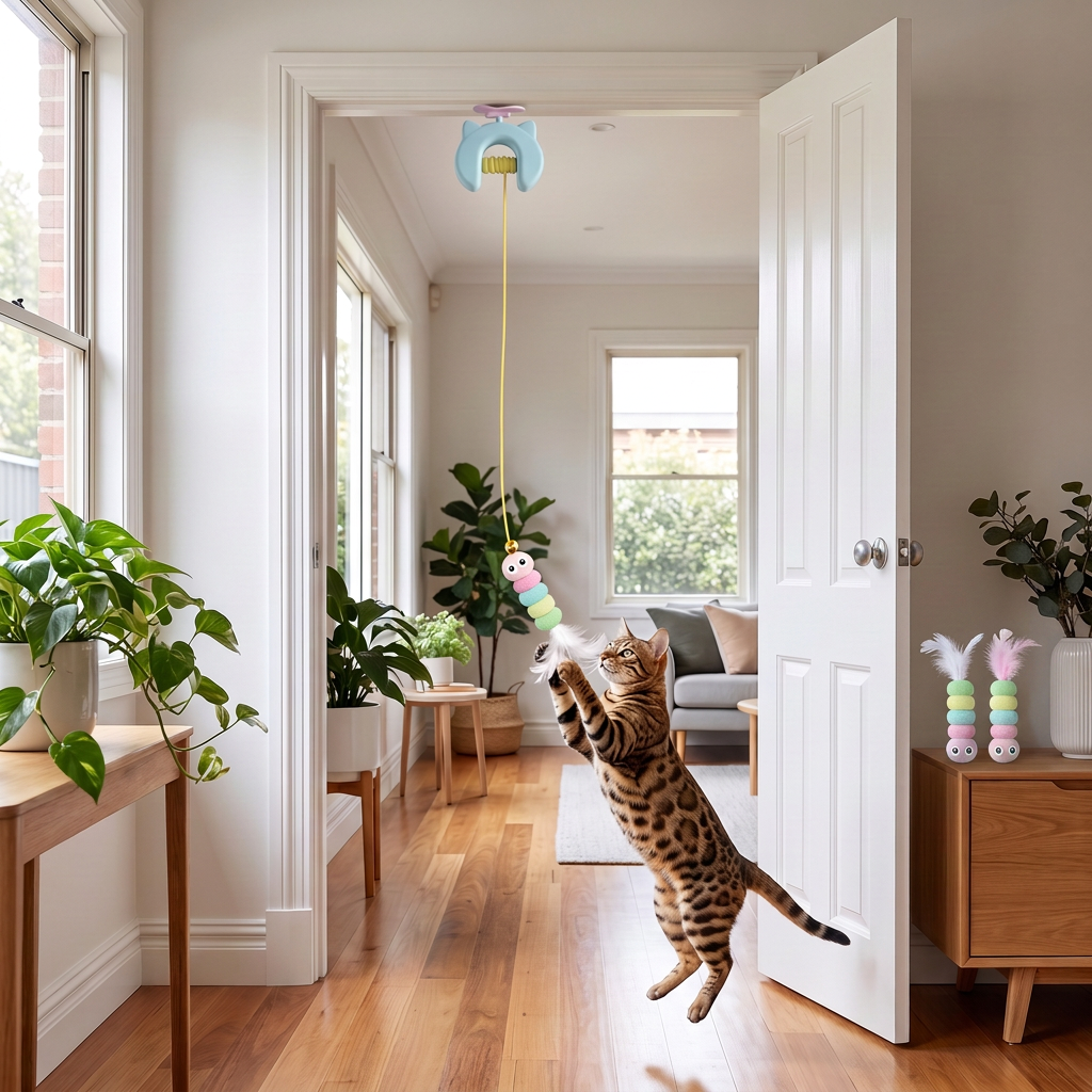 Rechargeable Hanging Door Cat Toy with Interactive Flying Feather