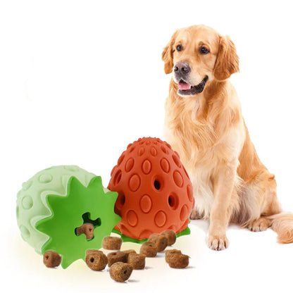 Chew Toys for Dogs - Interactive Rubber Strawberry-Shaped Toys