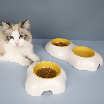 Dog Feeding Bowl Set for Pets – Non-Slip Double Bowl Design in Yellow