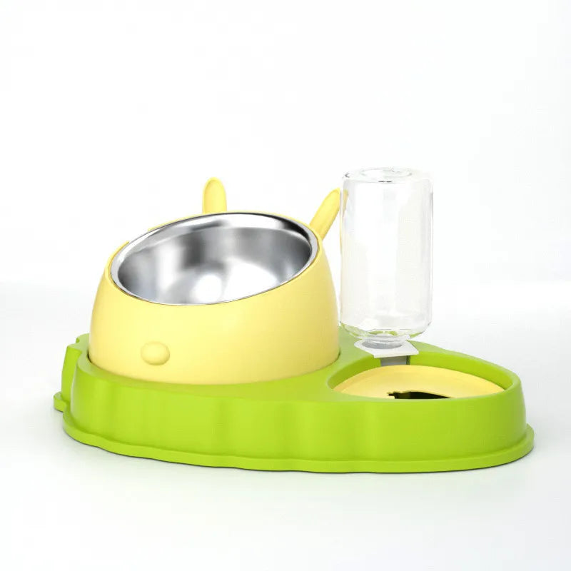Pet Feeding Station with Water Dispenser - Cute Feeder for Dogs and Cats