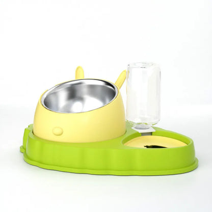 Pet Feeding Station with Water Dispenser - Cute Feeder for Dogs and Cats