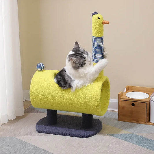 Dinosaur-Shaped Cat Tree with Scratching Post and Cave