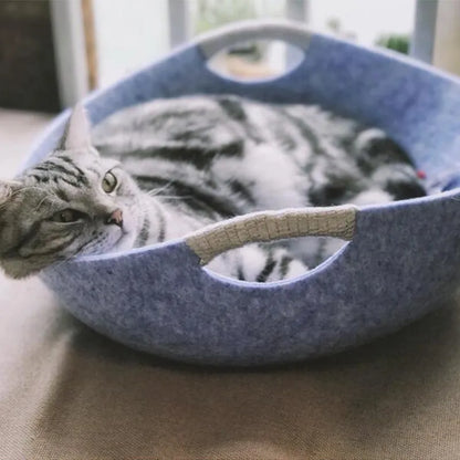Felt Pet Bed for Cats - Soft and Comfortable Basket with Handles