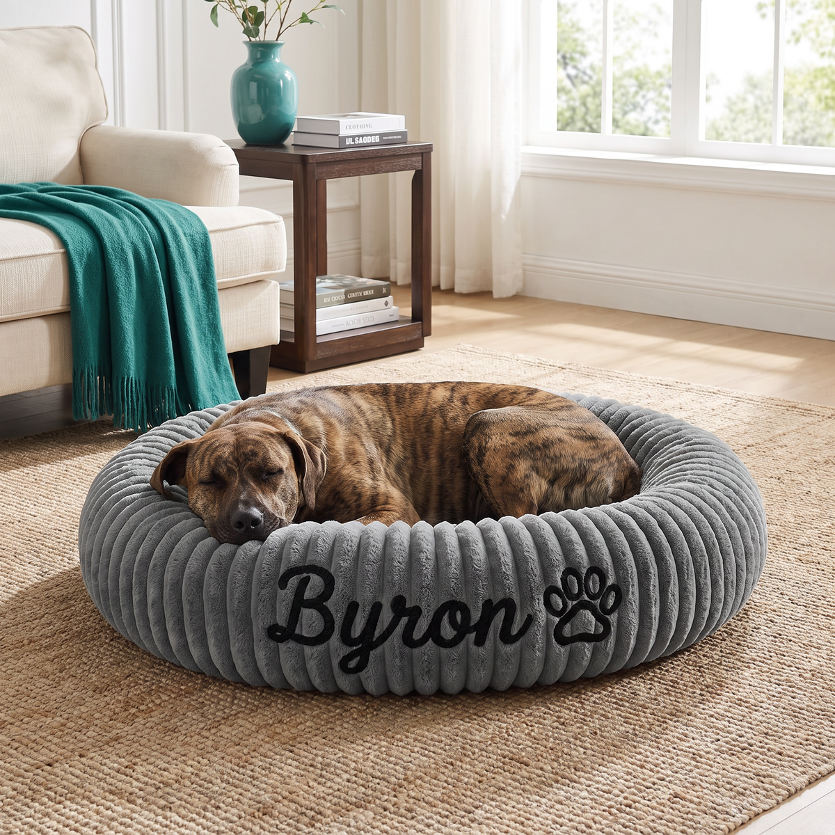 Personalized Round Fluffy Dog Bed