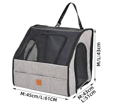 Safe Car Dog Seat – Foldable Pet Carrier with Mesh Windows and Harness System