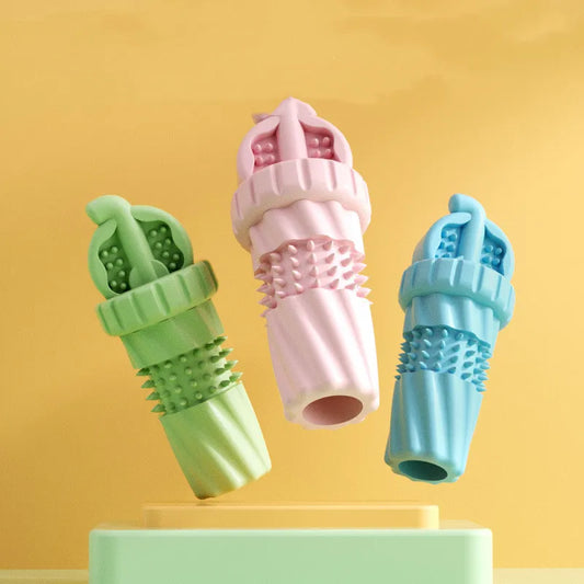 Rubber Toothbrush for Puppies and Small Dogs with Spiked Structure