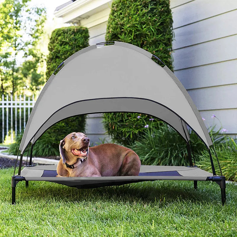 Elevated Dog Bed with Canopy – Breathable Outdoor Bed for Dogs